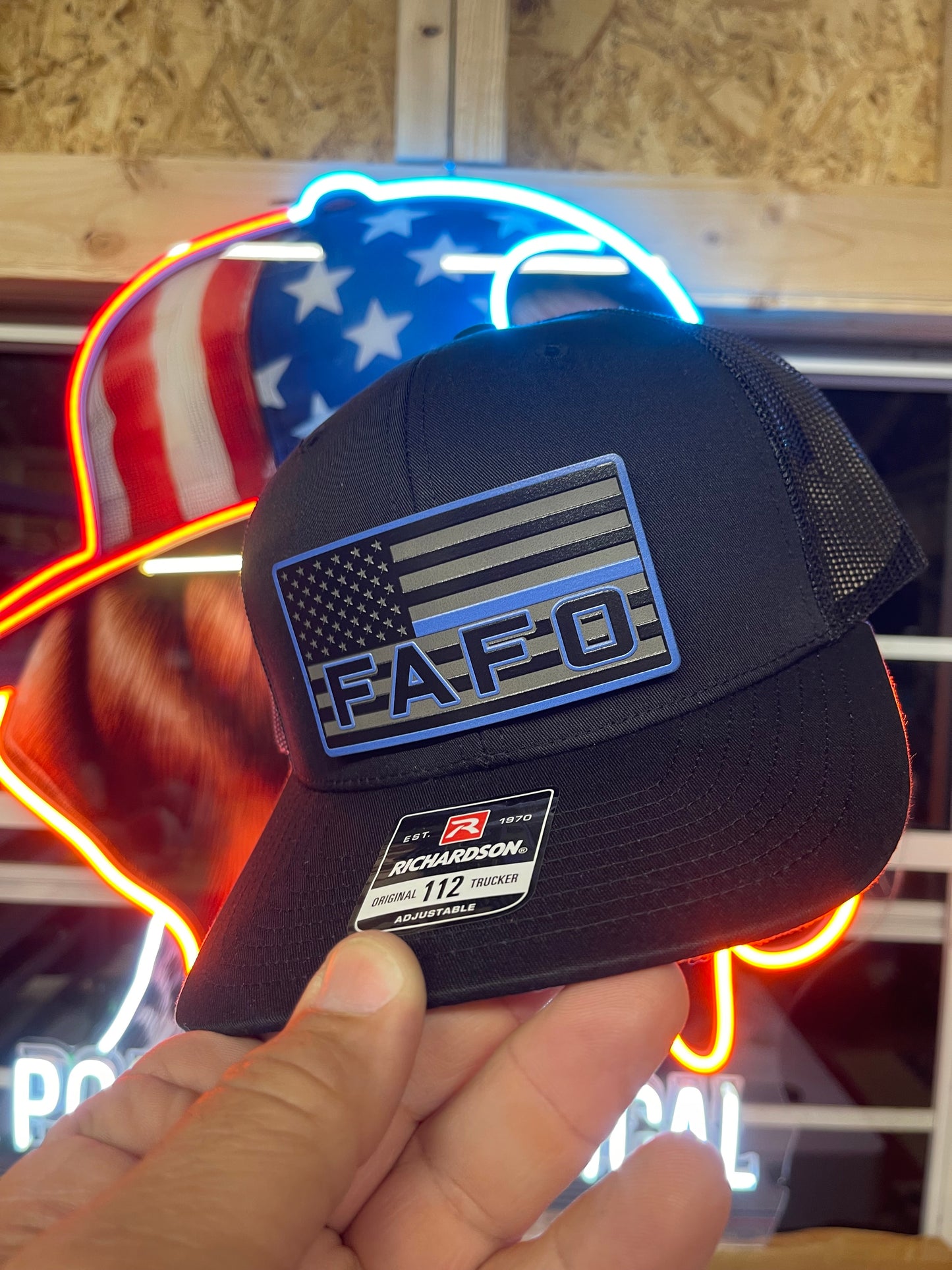 FAFO Blacked Out Thin Blue Line Hat- Richardson 112