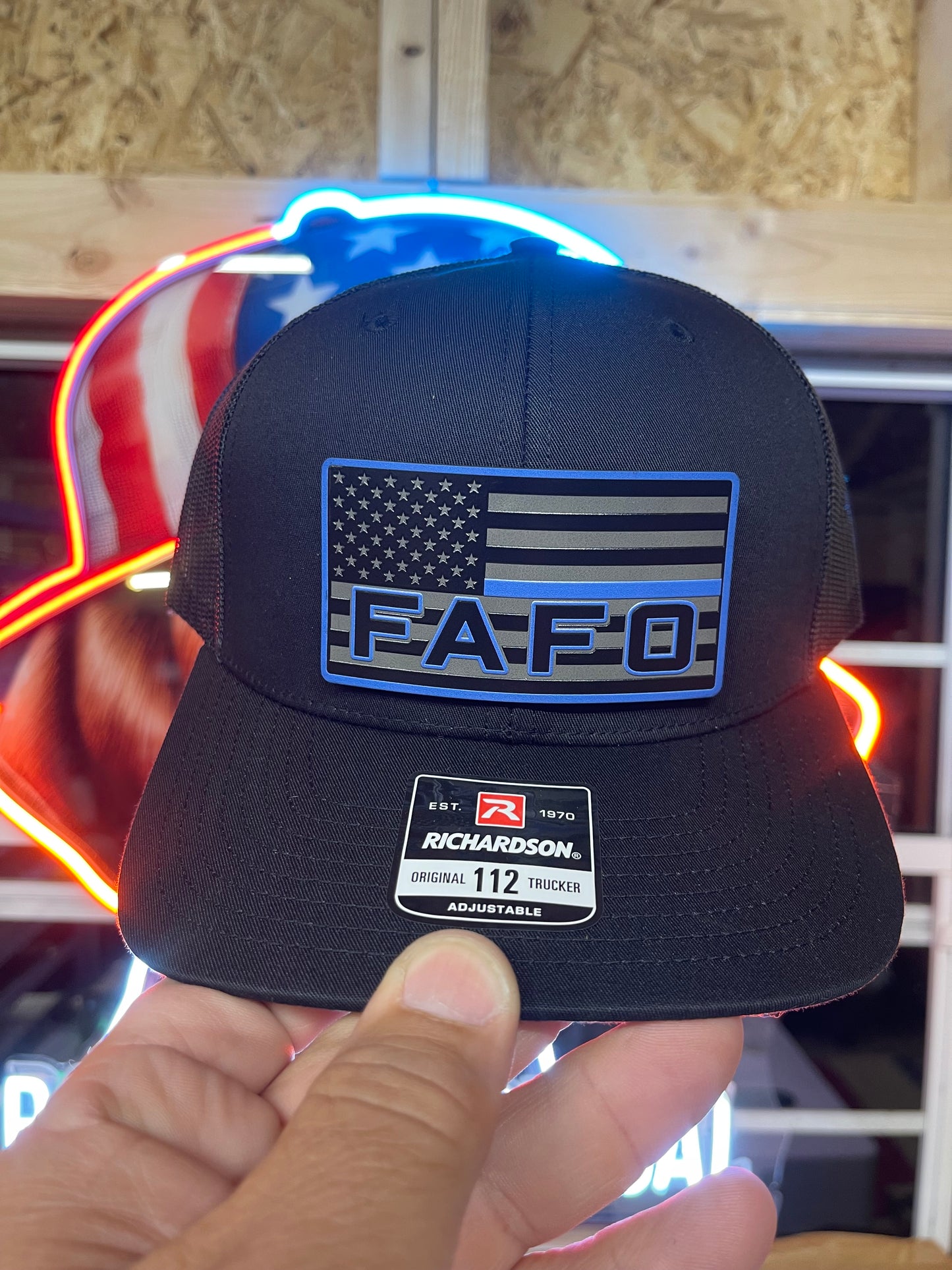 FAFO Blacked Out Thin Blue Line Hat- Richardson 112