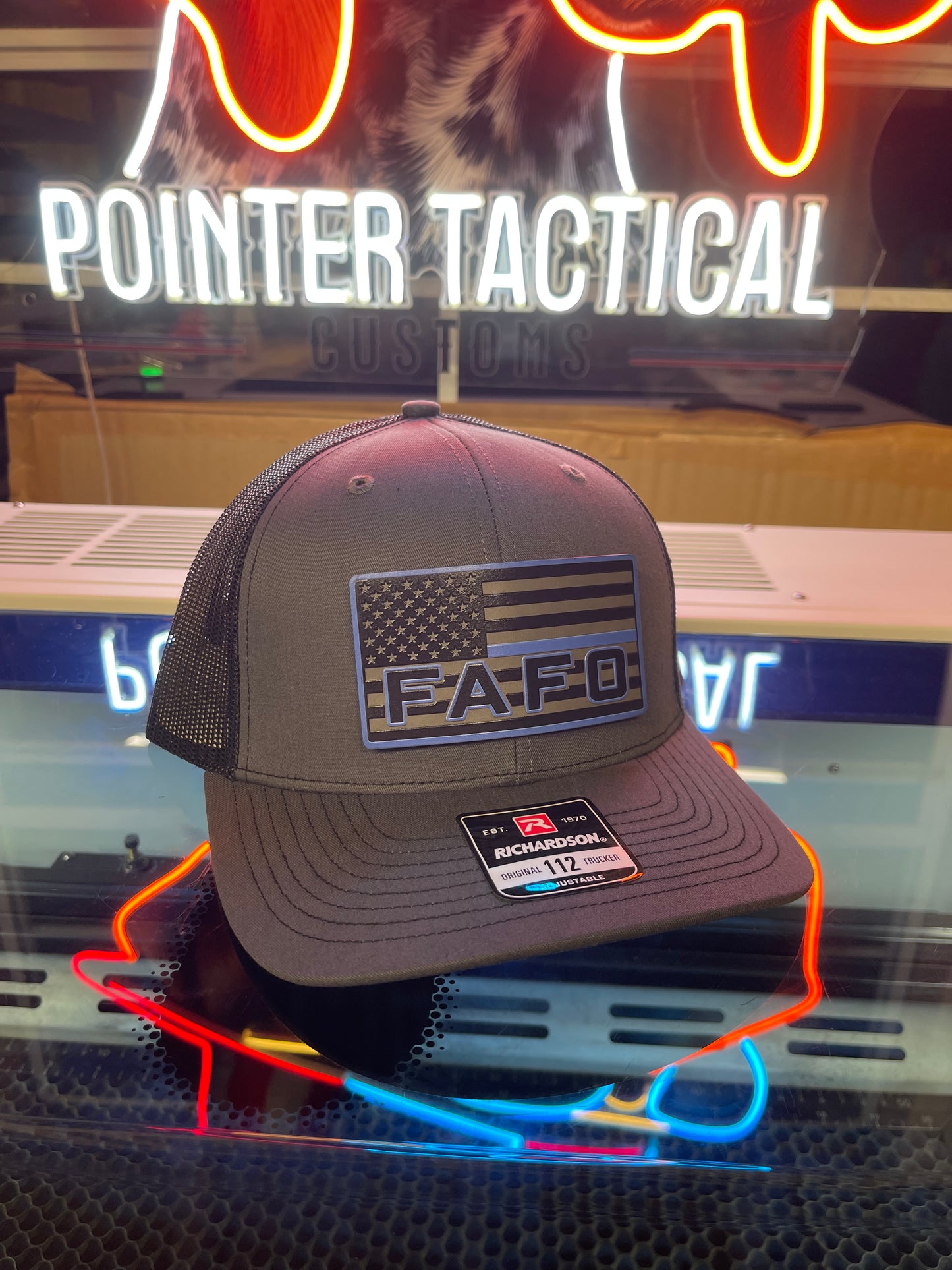 FAFO Blacked Out Thin Blue Line Hat- Richardson 112