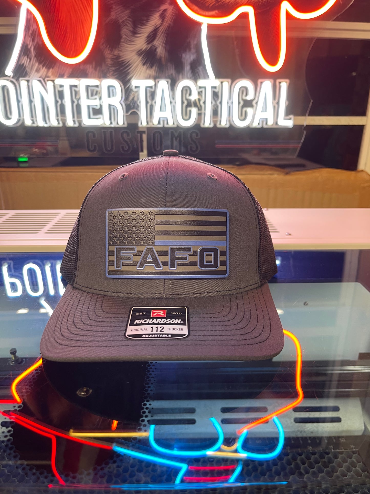FAFO Blacked Out Thin Blue Line Hat- Richardson 112