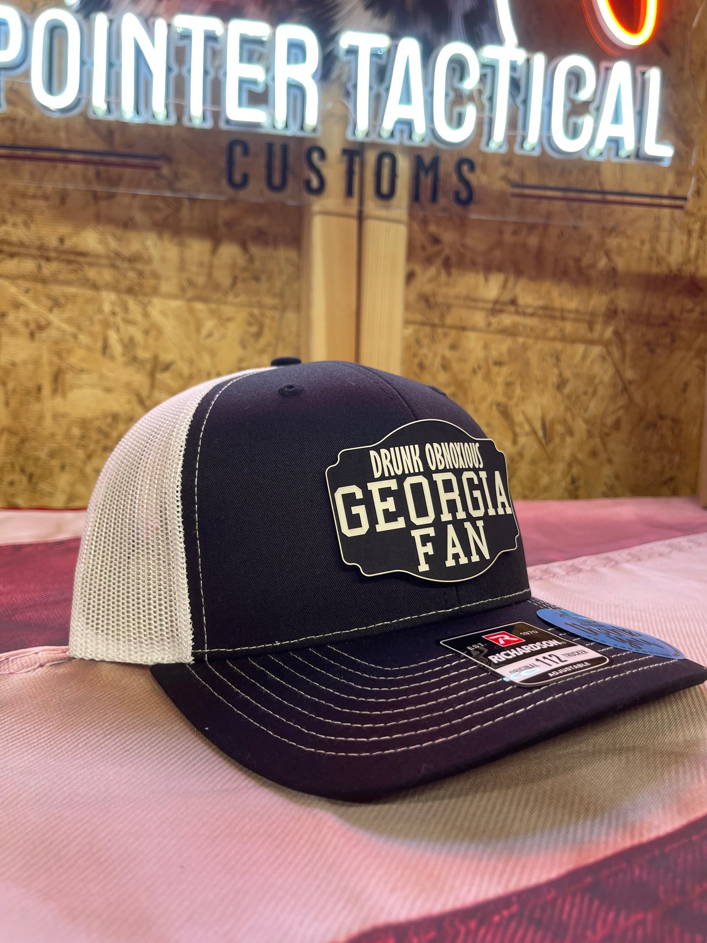Drunk Obnoxious Georgia Fan Black and white Black Out patch