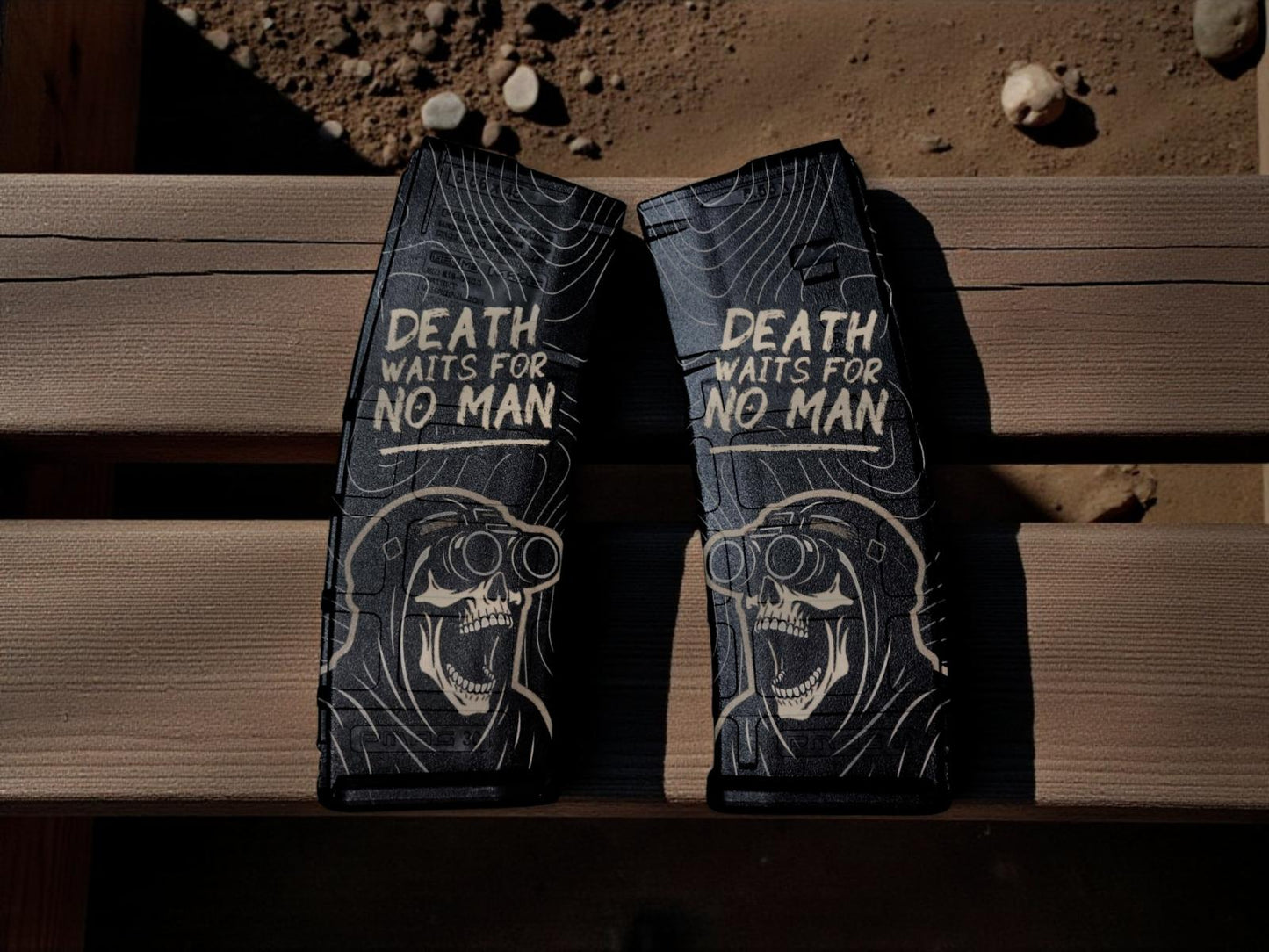 Death Waits for No Man Custom Laser Engraved AR Magazines – Pointer Tactical Customs