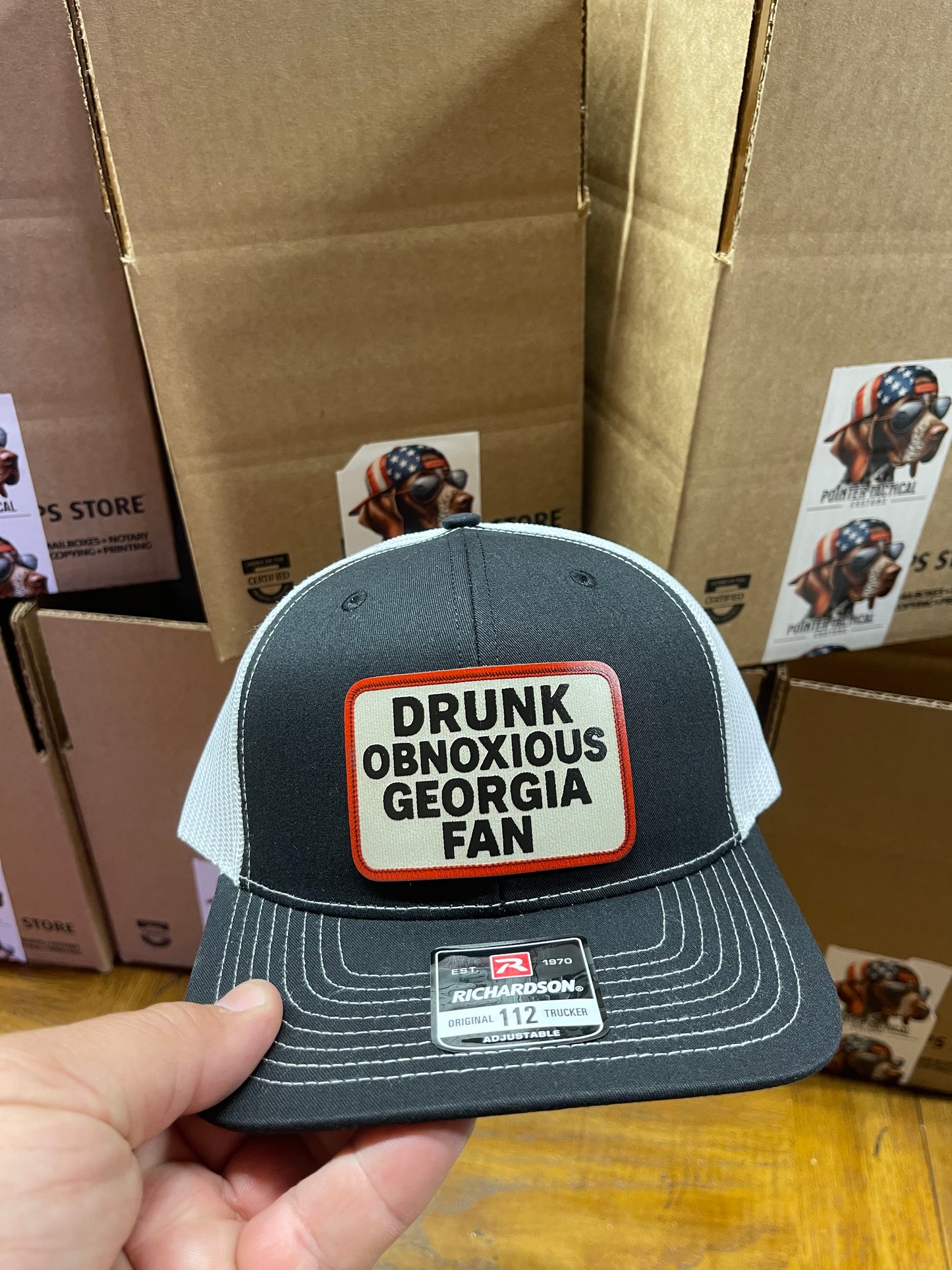 Drunk Obnoxious Fan FULL COLOR on Black Richardson 112
