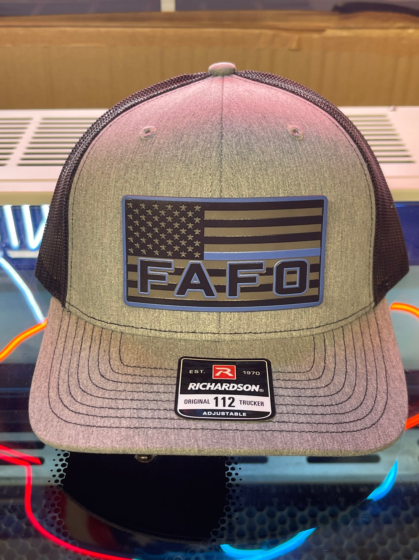 FAFO Blacked Out Thin Blue Line Hat- Richardson 112