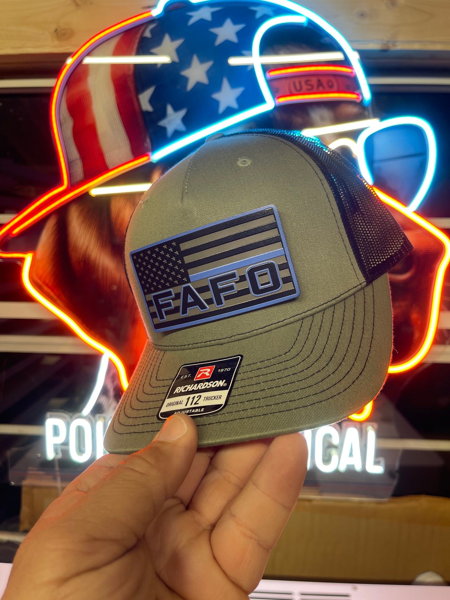 FAFO Blacked Out Thin Blue Line Hat- Richardson 112