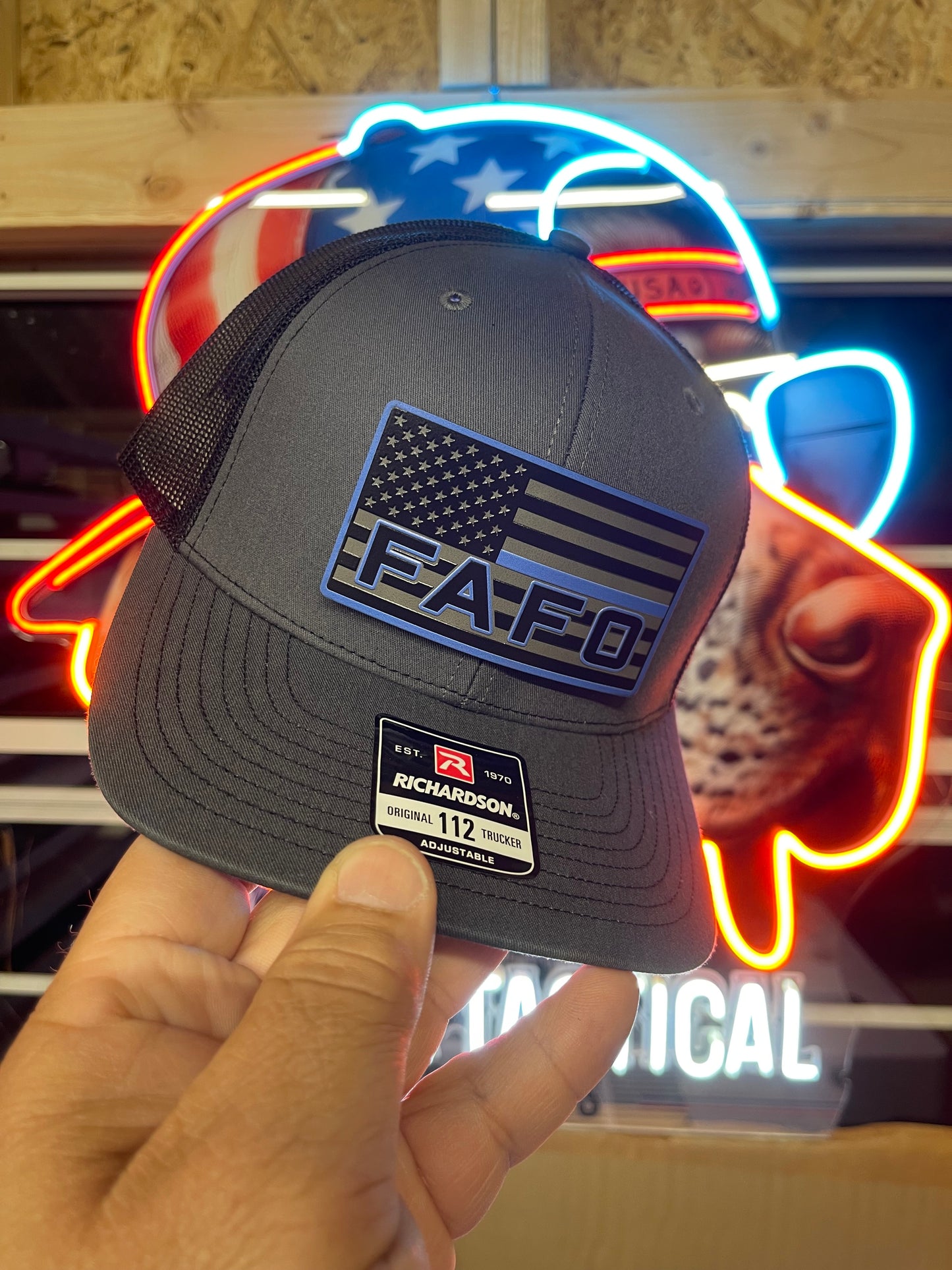 FAFO Blacked Out Thin Blue Line Hat- Richardson 112