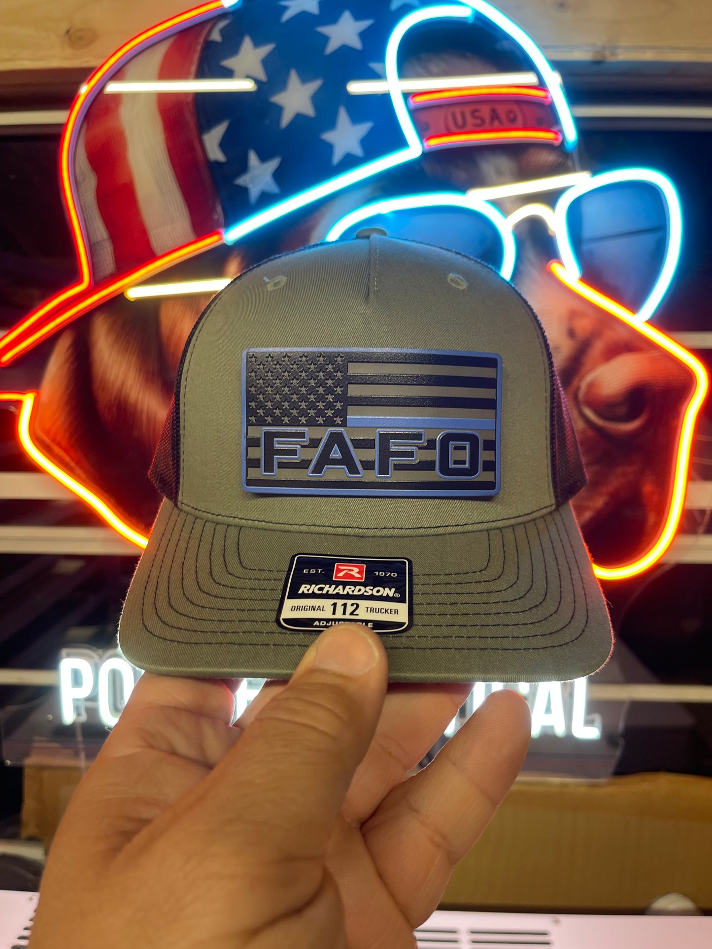 FAFO Blacked Out Thin Blue Line Hat- Richardson 112