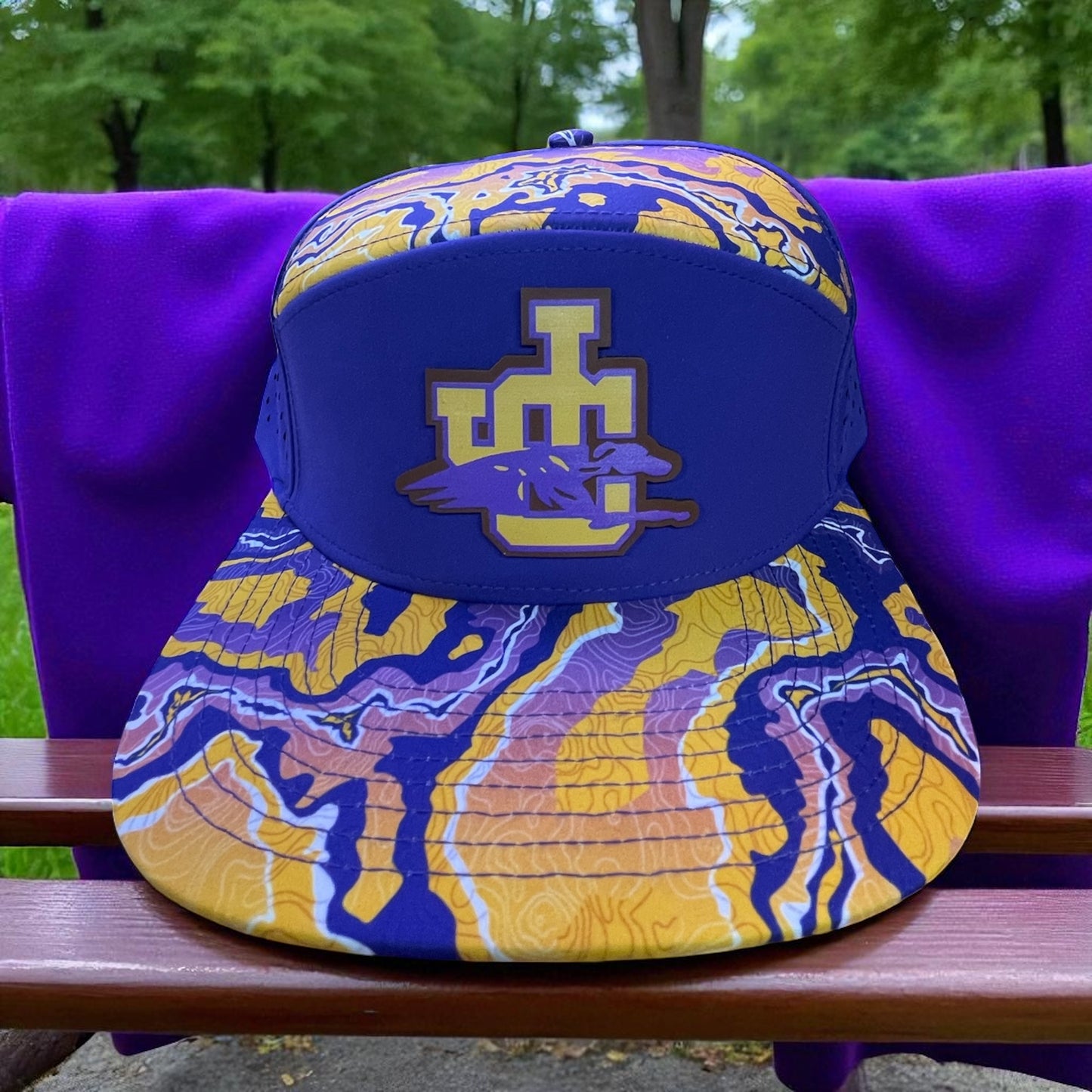 Jones County Purple & Gold Topographic Snapback Hat
