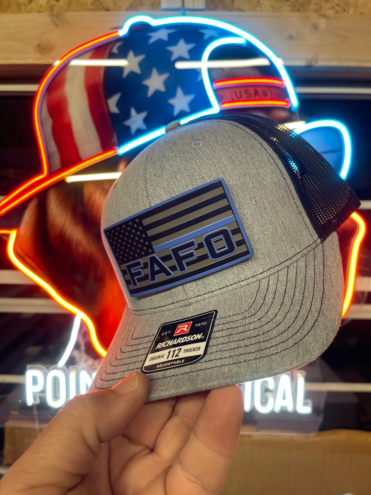 FAFO Blacked Out Thin Blue Line Hat- Richardson 112