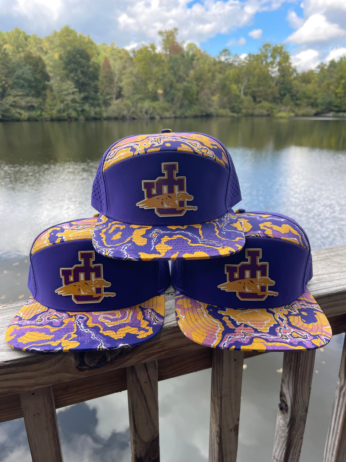 Jones County Purple & Gold Topographic Snapback Hat
