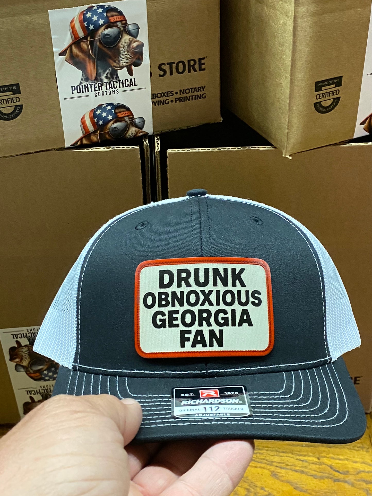 Drunk Obnoxious Fan FULL COLOR on Black Richardson 112