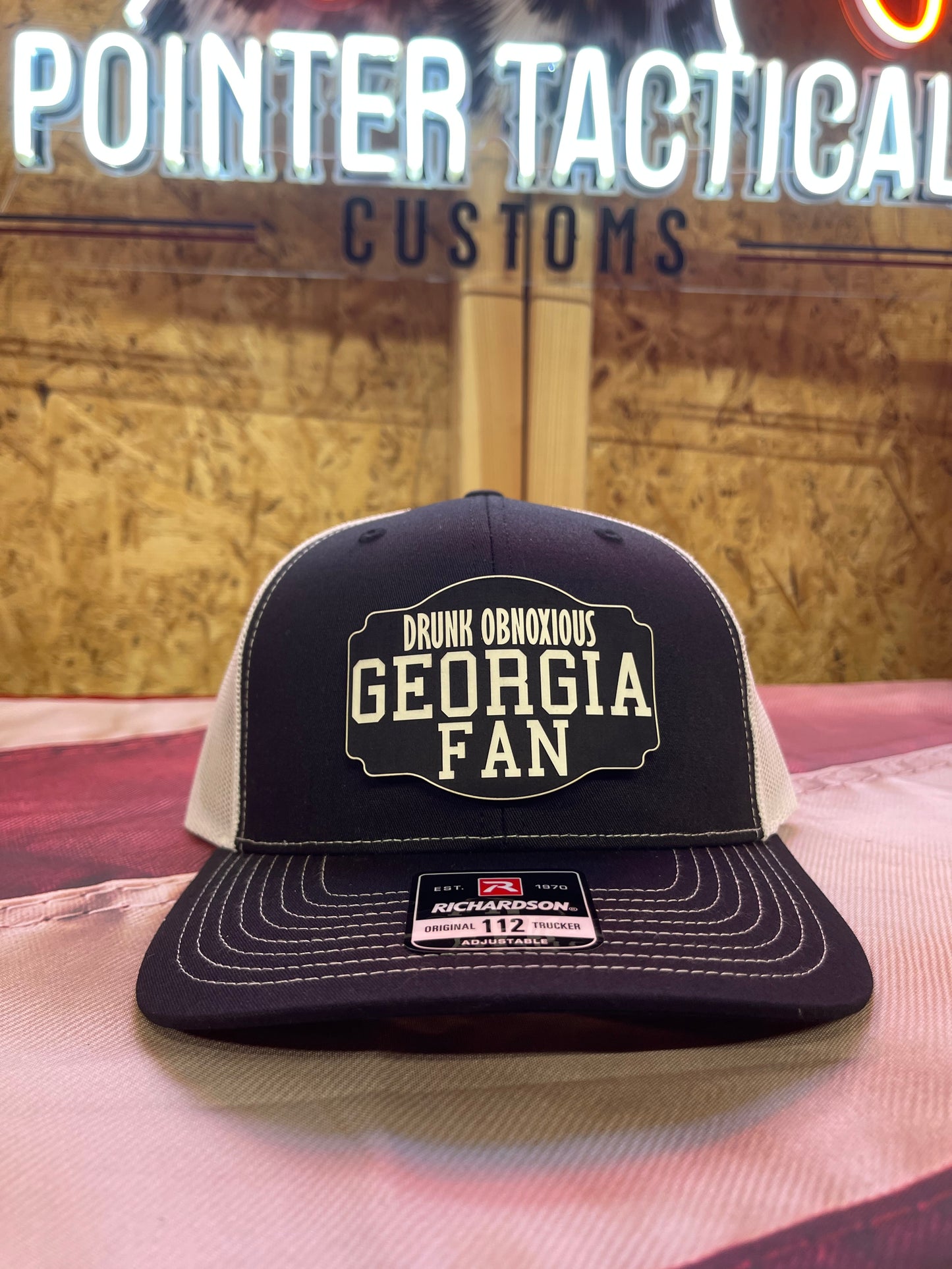 Drunk Obnoxious Georgia Fan Black and white Black Out patch