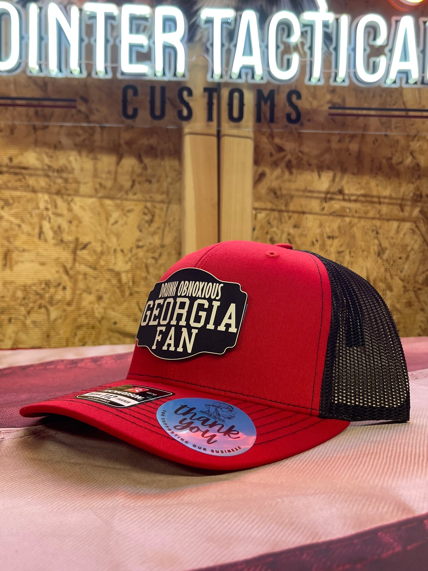 Drunk Obnoxious Georgia Fan Red & Black Hat – Black Out Patch Edition