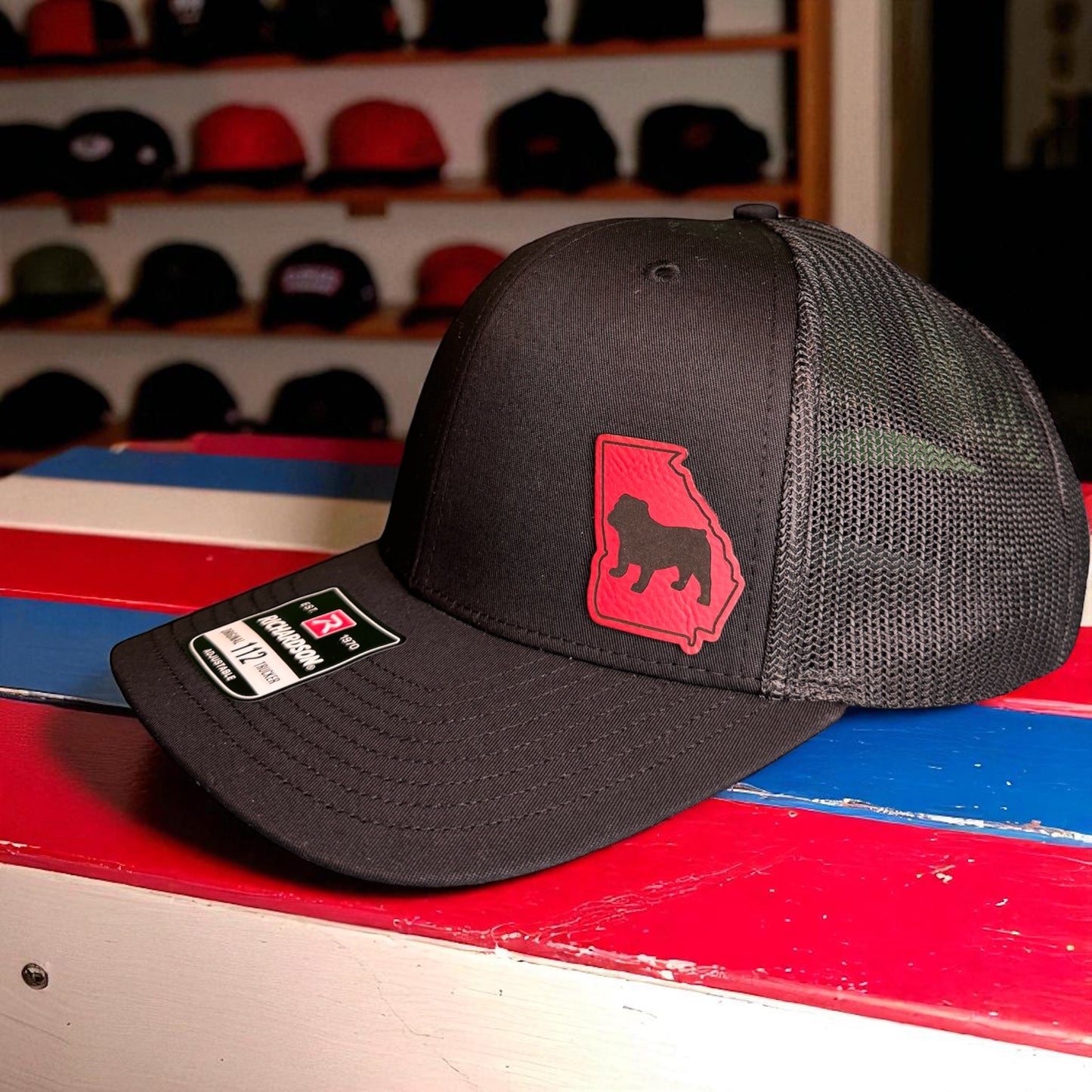 Georgia Bulldog State Patch – Black Richardson 112 Trucker Hat”