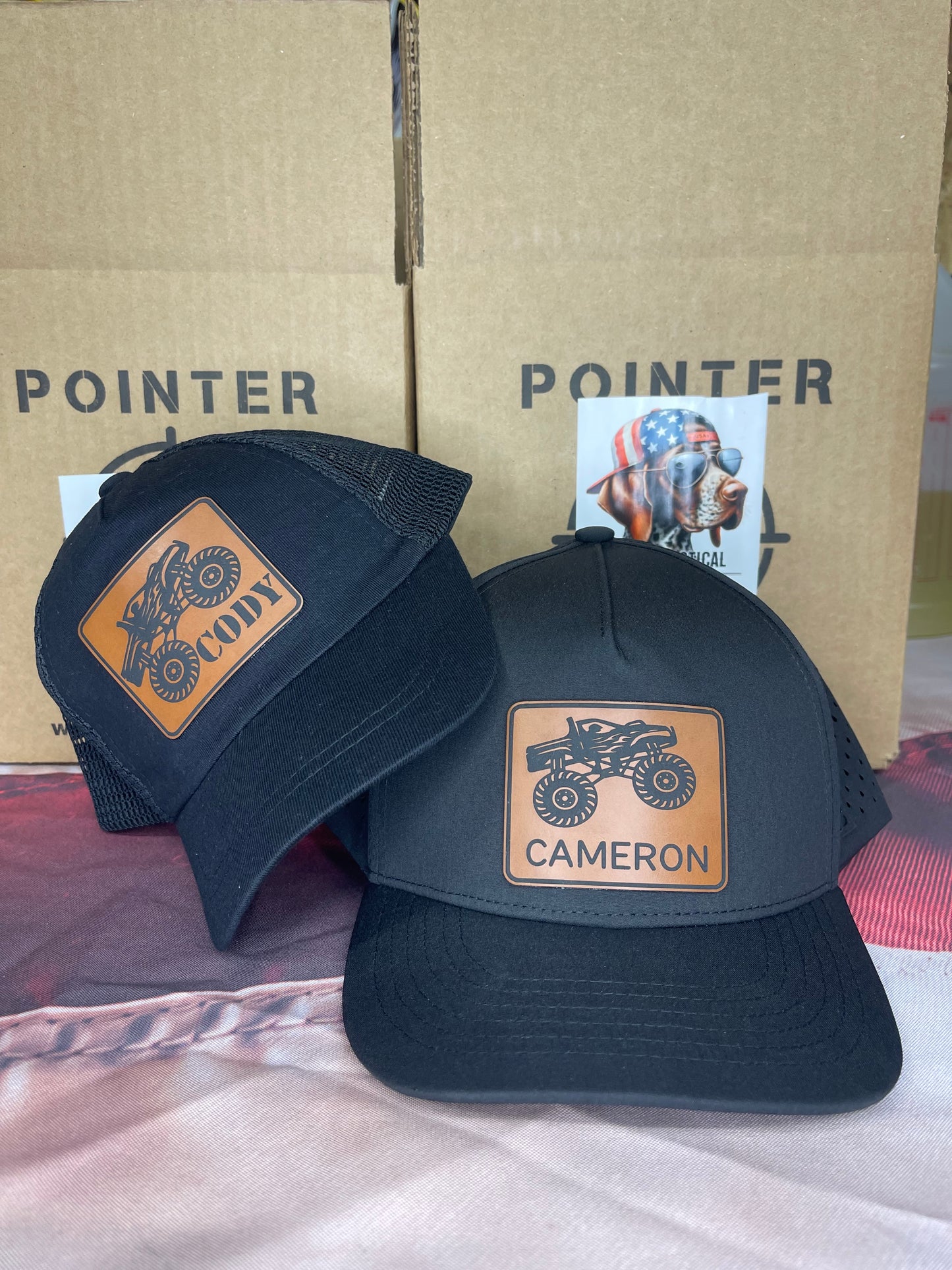 Custom Monster Truck Name Hat for Kids | Personalized Trucker Hat by Pointer Tactical Customs