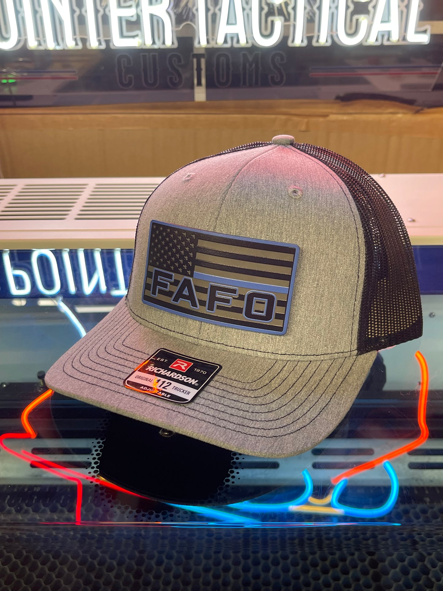 FAFO Blacked Out Thin Blue Line Hat- Richardson 112