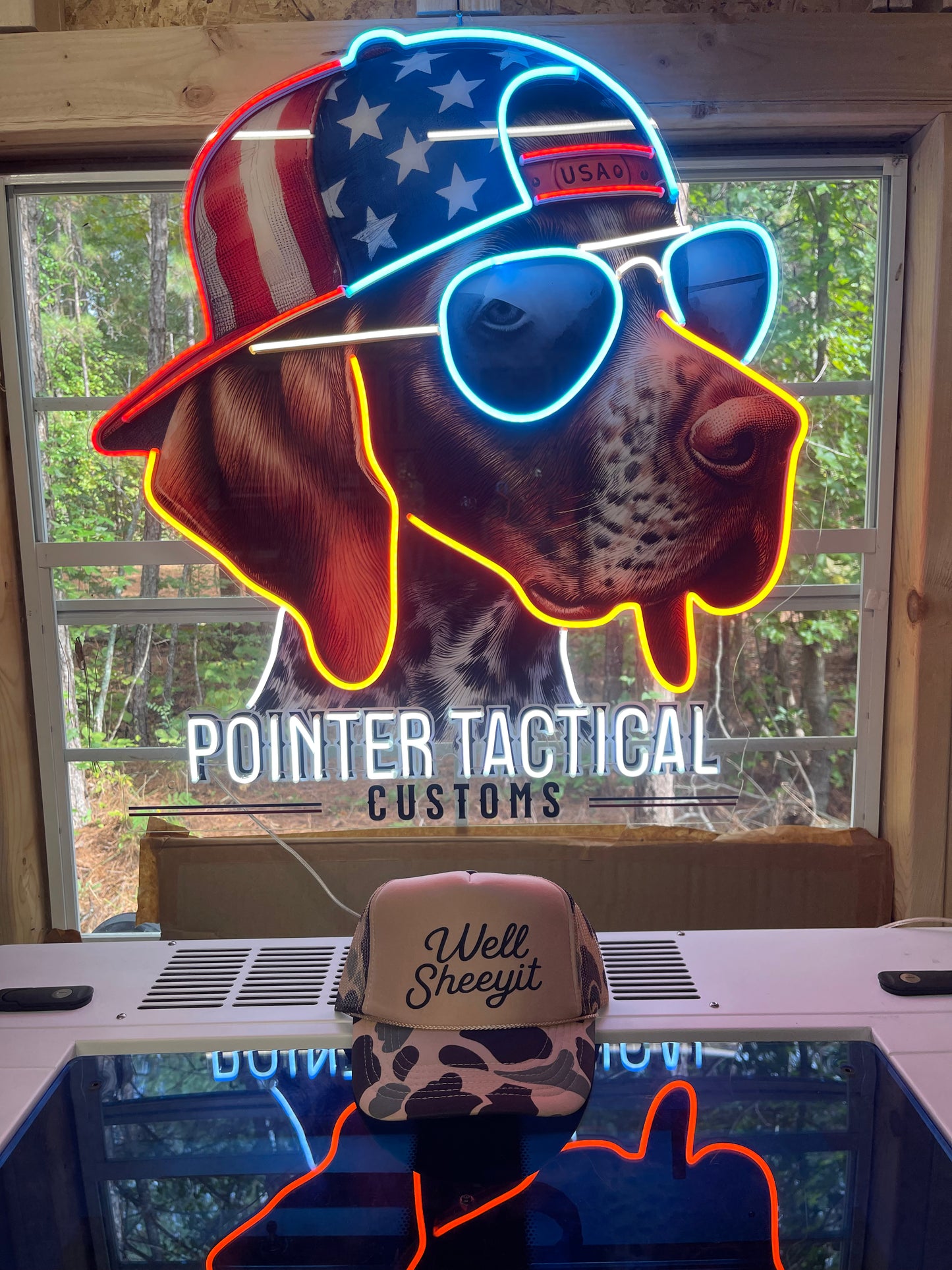 “Well Sheeyit” Camo Trucker Hat – Funny Southern Slang Hat for Men & Women | Pointer Tactical Customs