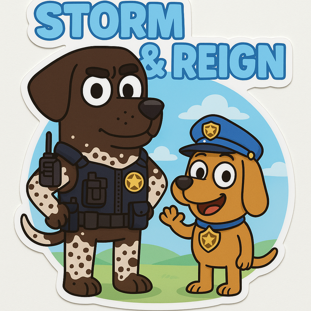 K9 Storm & K9 Reign – Cartoon Duo 2.5" Sticker