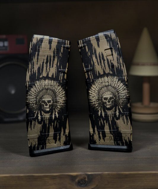Custom Laser-Engraved “Skull Chief” AR Mag – Warrior Spirit Edition | Pointer Tactical Customs