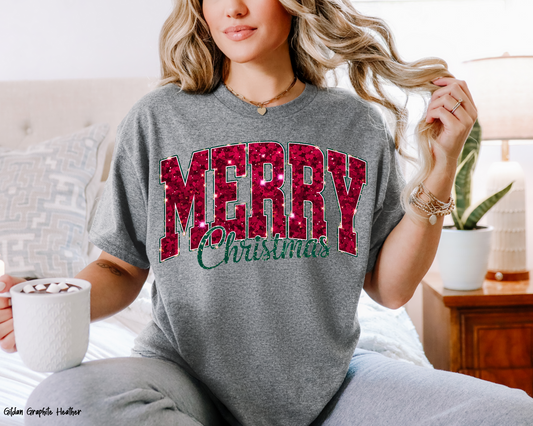 Merry Christmas Faux Glitter - Shirt/Sweatshirt