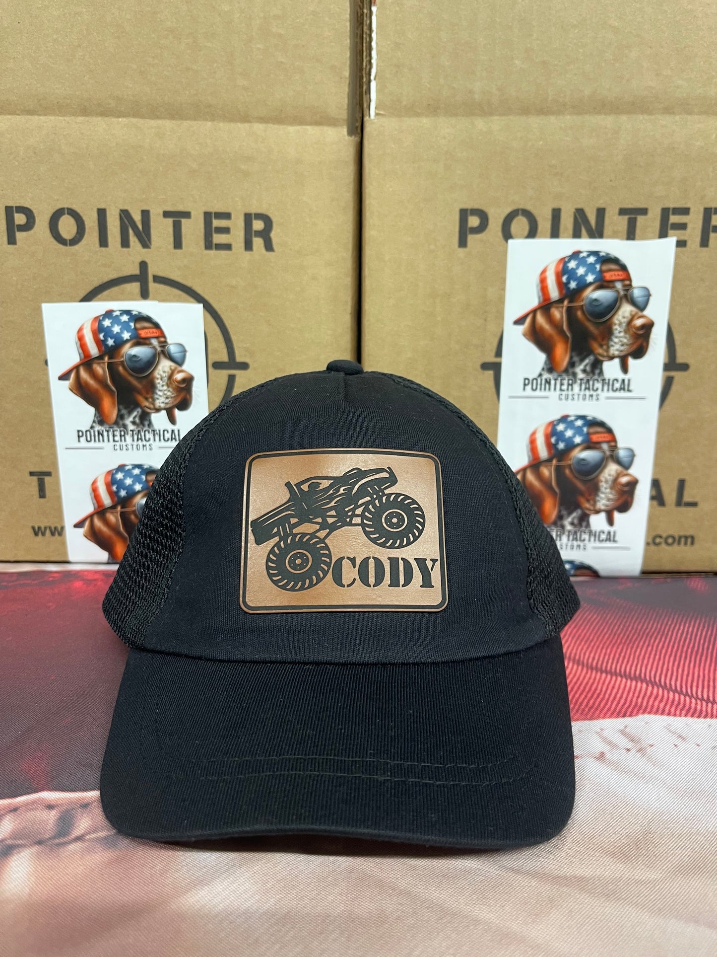 Custom Monster Truck Name Hat for Kids | Personalized Trucker Hat by Pointer Tactical Customs