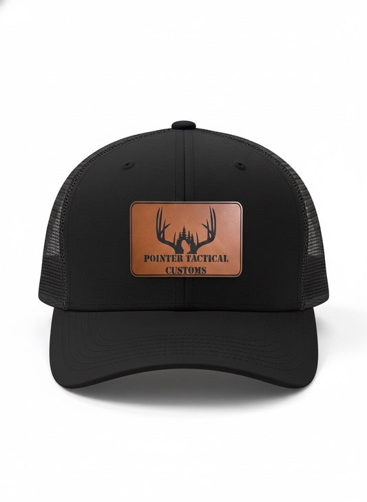 Antlers Pointer Tactical Customs Leather Patch Hat