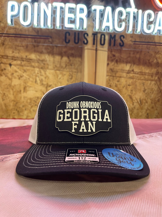 Drunk Obnoxious Georgia Fan Black and white Black Out patch