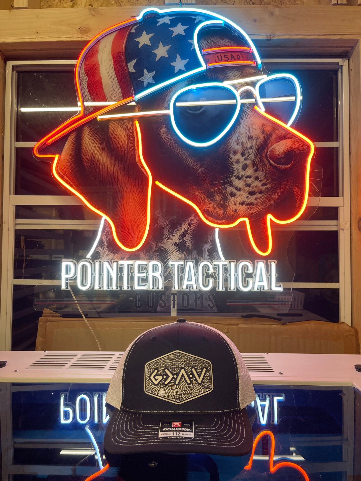 God is Greater Than the Highs and Lows Hex Topographic Patch Hat Black & White Richardson 112 Trucker Pointer Tactical Customs