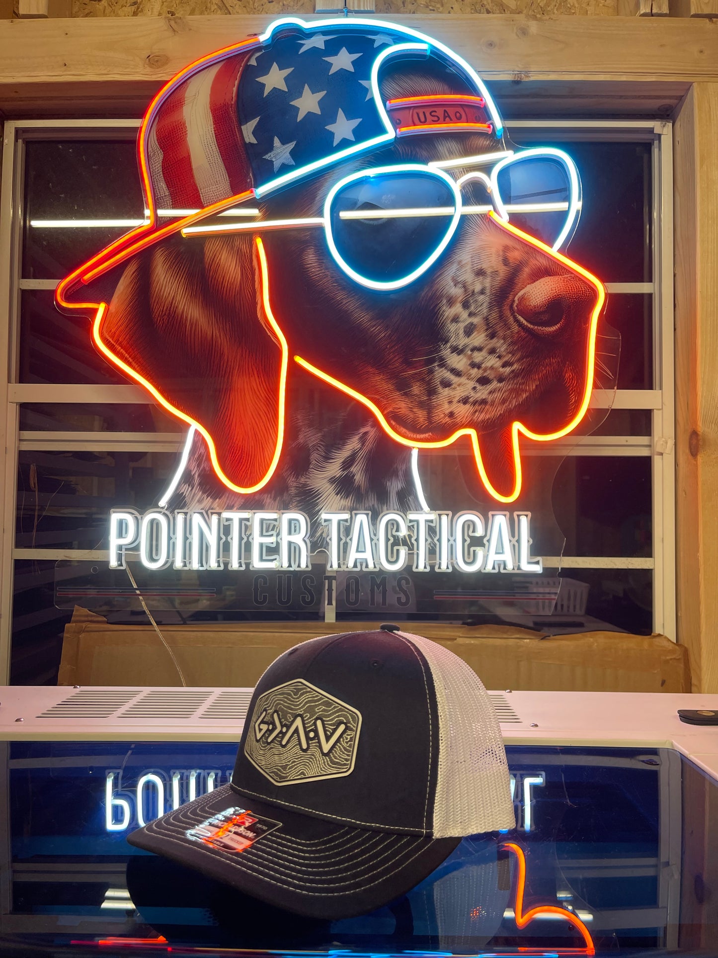 God is Greater Than the Highs and Lows Hex Topographic Patch Hat Black & White Richardson 112 Trucker Pointer Tactical Customs