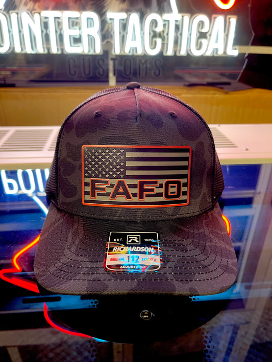 FAFO American Flag Multicam Black Richardson 112 Trucker Hat