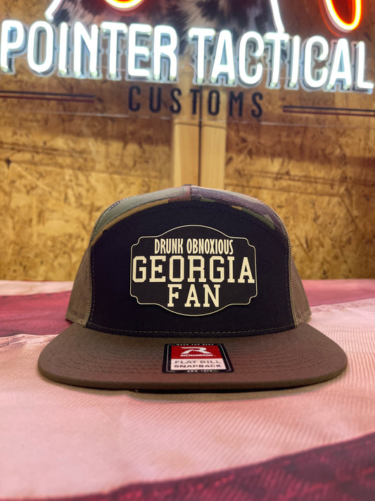 Drunk Obnoxious Georgia 169 7 pane Camo Hat  – Black Out Patch Edition