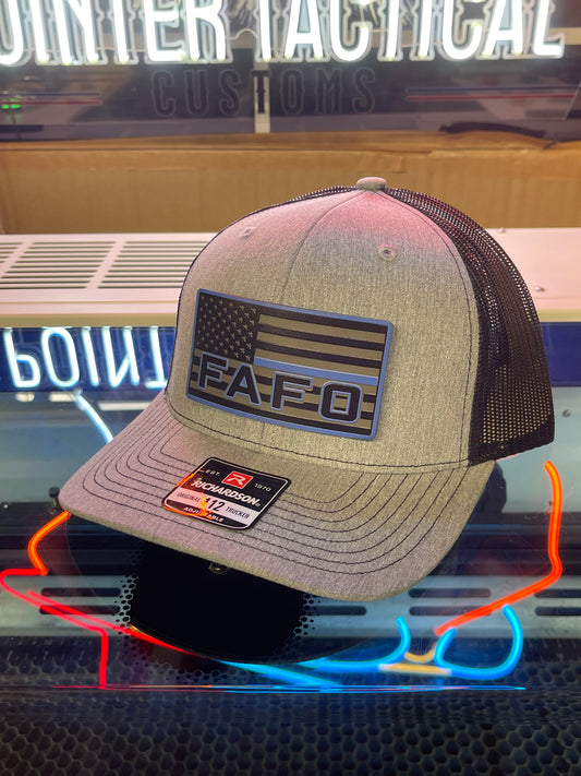 FAFO Blacked Out Thin Blue Line Hat- Richardson 112