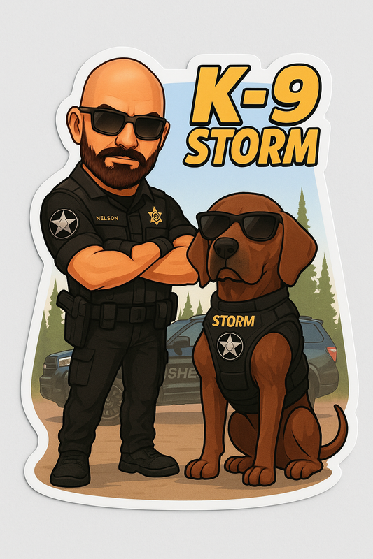 K9 Storm & Leash Holder – Cartoon Sticker