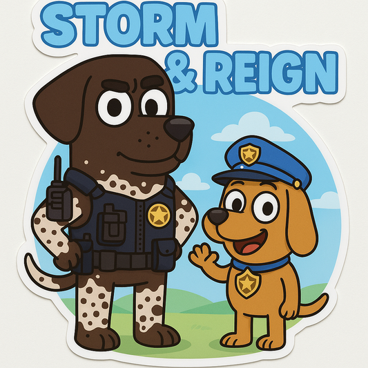 K9 Storm & K9 Reign – Cartoon Duo 2.5" Sticker
